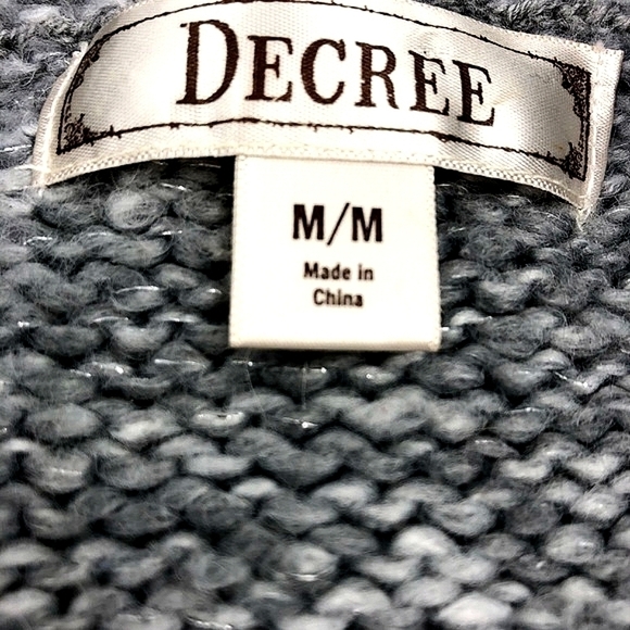 Decree Women’s M Soft Gray Metallic Unique Layered Knit Short Sleeve Sweater - Picture 3 of 6